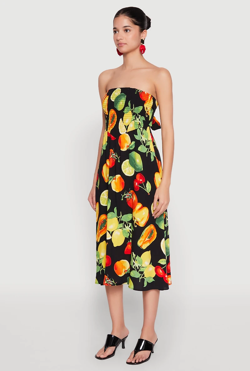 Womens Almost Famous Assorted Fruit Smocked Dress, Multi, Size M