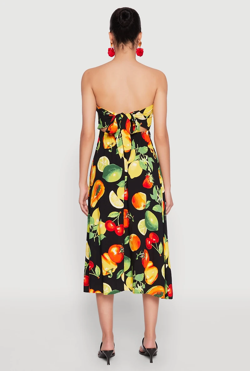 Womens Almost Famous Assorted Fruit Smocked Dress, Multi, Size M