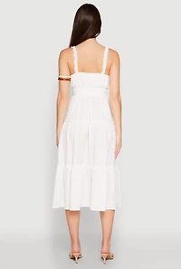 Womens Almost Famous Smocked Empire Waist Tiered Dress, White, Size L