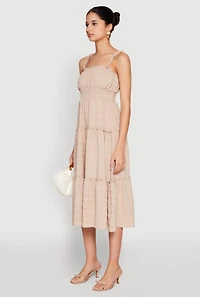 Womens Almost Famous Smocked Empire Waist Tiered Dress,