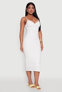 Womens Madden Girl Lace Detail Side Slit Cami Dress, White, Size M