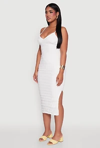 Womens Madden Girl Lace Detail Side Slit Cami Dress, White, Size M