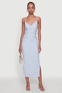 Womens Madden Girl Lace Detail Side Slit Cami Dress, Blue, Size L