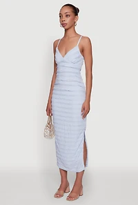 Womens Madden Girl Lace Detail Side Slit Cami Dress, Blue, Size S