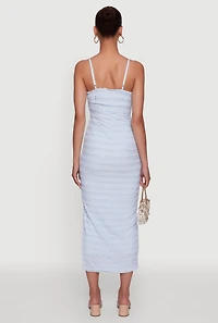 Womens Madden Girl Lace Detail Side Slit Cami Dress, Blue, Size L