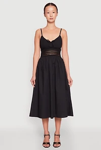 Womens Almost Famous Crochet Empire Waist Midi Dress, Black, Size XL