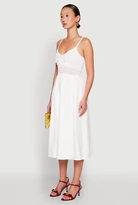 Womens Almost Famous Crochet Empire Waist Midi Dress, White,