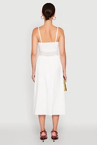 Womens Almost Famous Crochet Empire Waist Midi Dress, White,