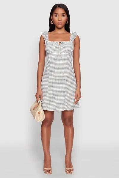 Madden Girl Square Neck Tie Front Mini Dress