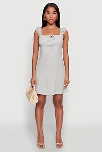 Madden Girl Square Neck Tie Front Mini Dress