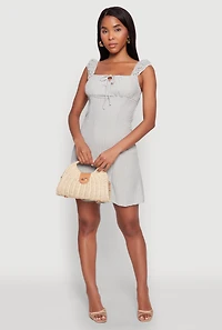 Madden Girl Square Neck Tie Front Mini Dress