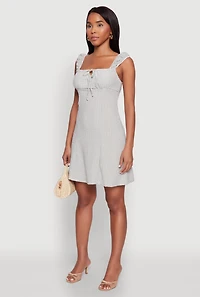 Madden Girl Square Neck Tie Front Mini Dress