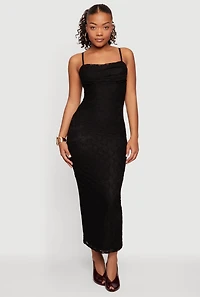 Lace Cowl Neck Sweetheart Neckline Keyhole Back Dress