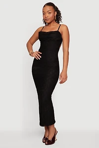 Lace Cowl Neck Sweetheart Neckline Keyhole Back Dress