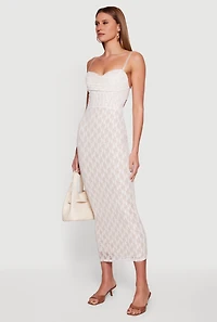 Lace Cowl Neck Sweetheart Neckline Keyhole Back Dress
