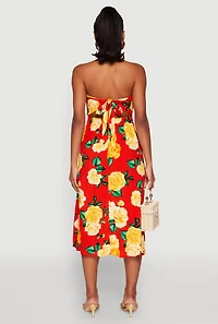 Womens Almost Famous Floral Print Smocked Midi Dress, Multi, Size L