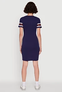 Womens Manhattan New York 95 Graphic T Shirt Dress, Blue,