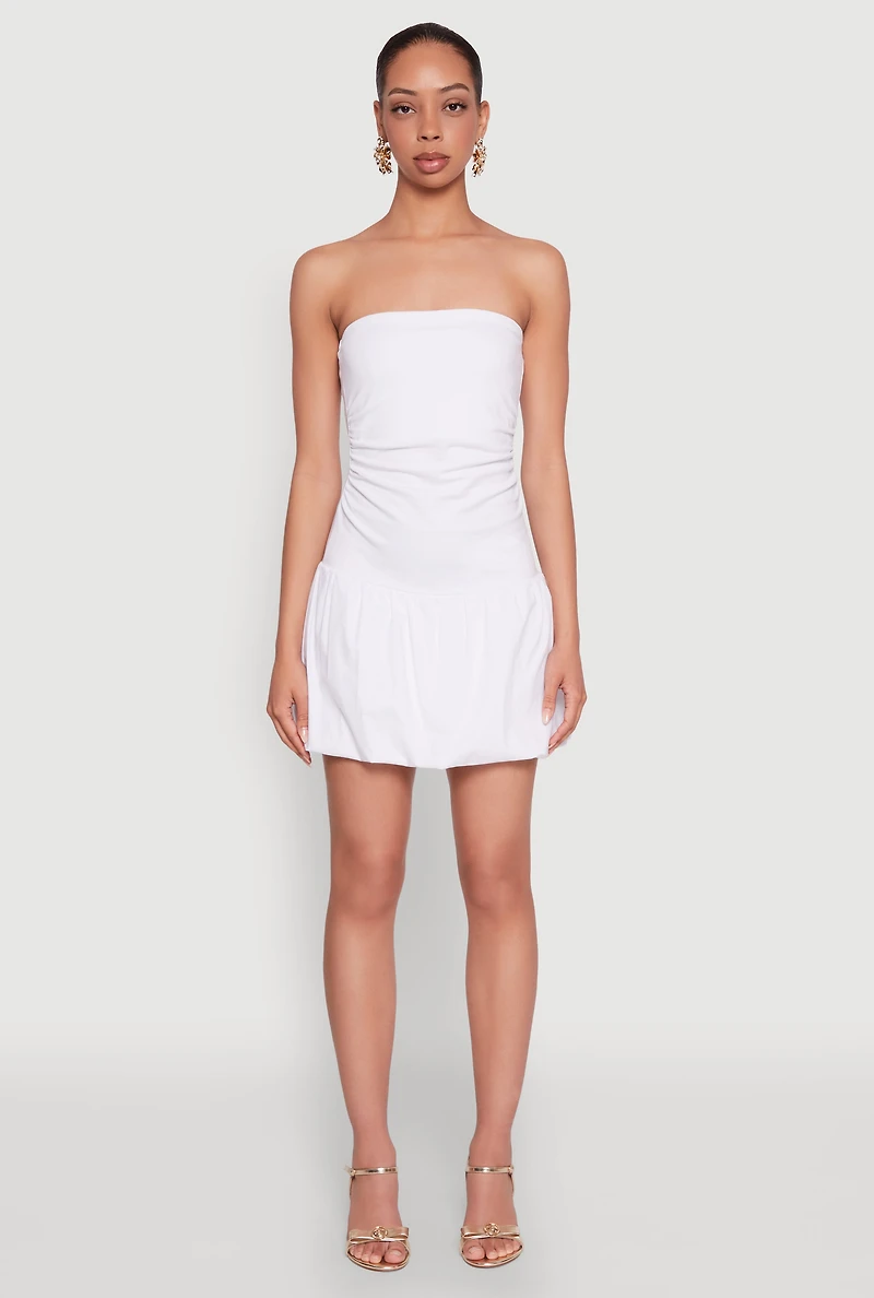 Womens Almost Famous Convertible Bubble Hem Dress, White,