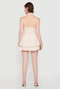 Almost Famous Textured Knit O Ring Detail Halter Mini Dress