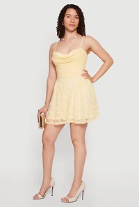 Almost Famous Sleeveless Lace Cowl Neck Mini Dress