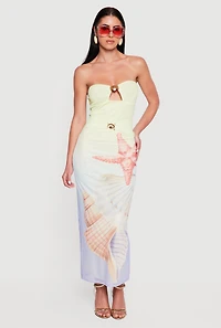 Almost Famous Starfish and Seashell Print Maxi Dress