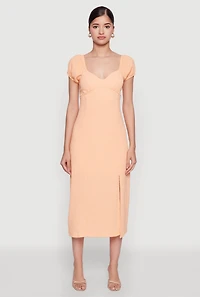 Womens Madden Girl Side Slit Peasant Dress, Orange, Size M