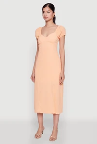 Womens Madden Girl Side Slit Peasant Dress, Orange, Size M