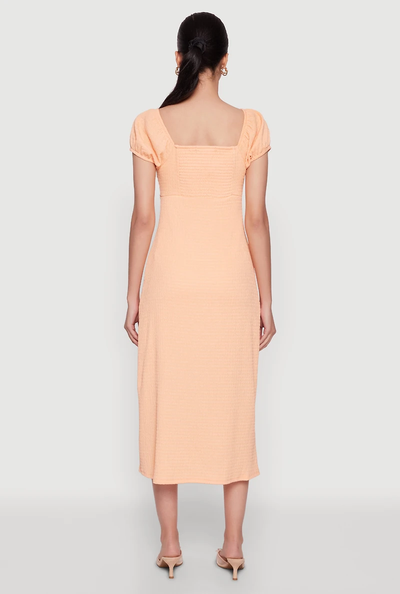 Womens Madden Girl Side Slit Peasant Dress, Orange, Size M