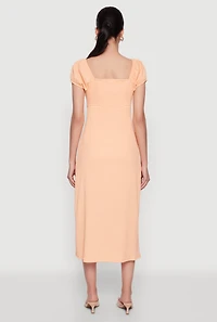 Womens Madden Girl Side Slit Peasant Dress, Orange, Size M