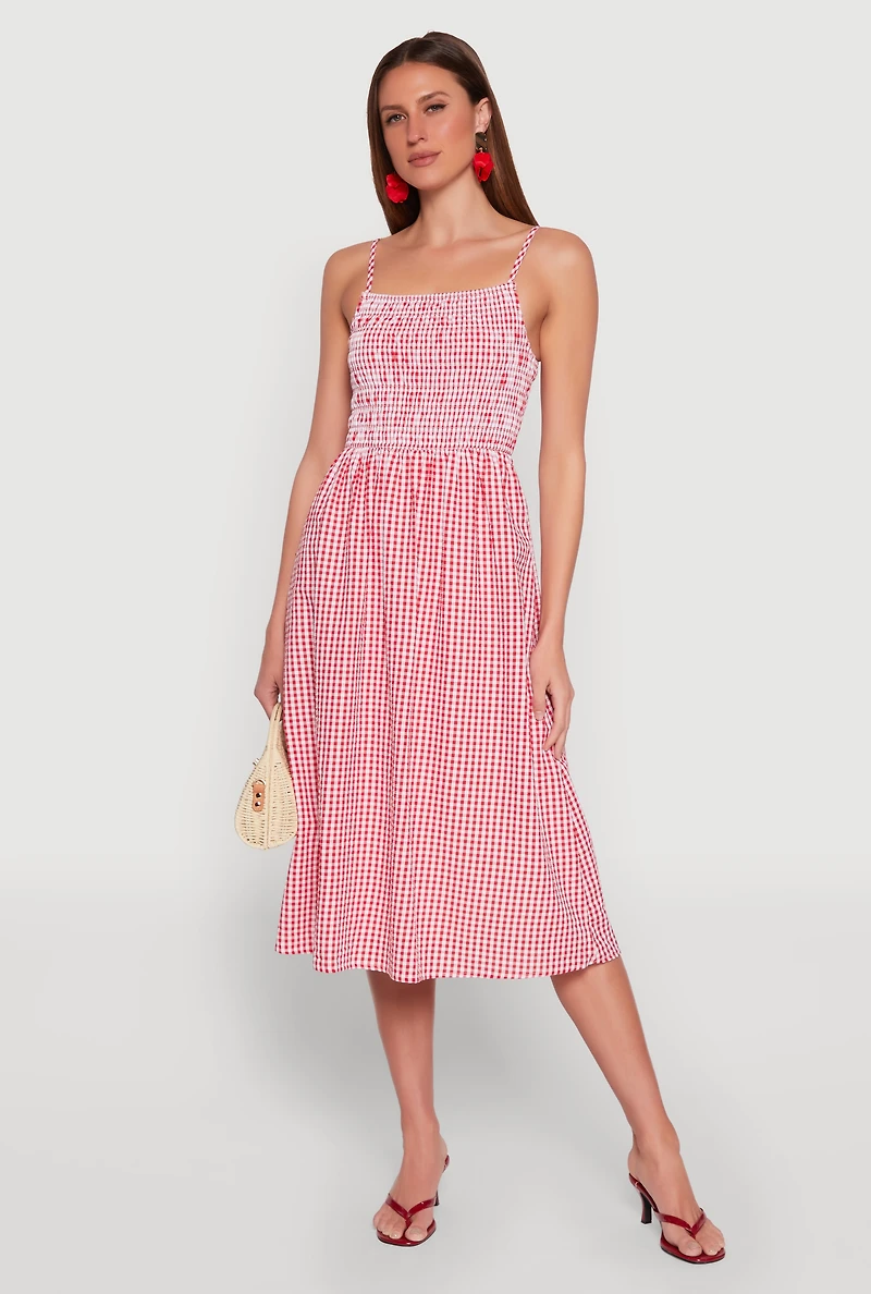 Almost Famous Cut Out Back Gingham Dress