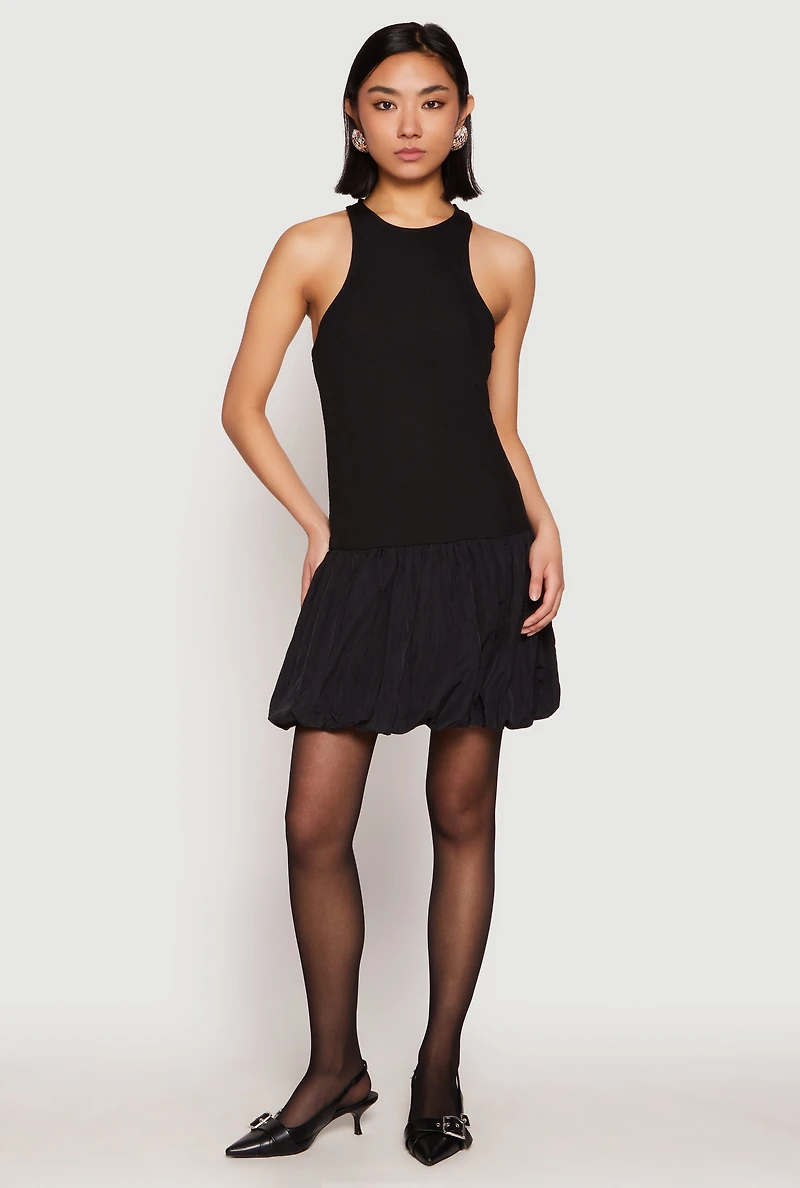 Womens Almost Famous Racerback Tank Bubble Hem Dress, Black, Size M