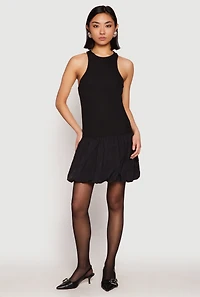 Womens Almost Famous Racerback Tank Bubble Hem Dress, Black, Size M