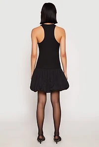 Womens Almost Famous Racerback Tank Bubble Hem Dress, Black, Size M