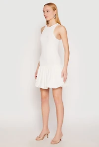 Womens Almost Famous Racerback Tank Bubble Hem Dress, White, Size M