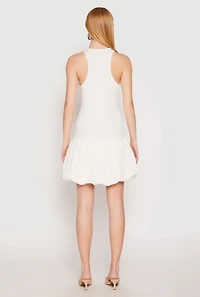 Womens Almost Famous Racerback Tank Bubble Hem Dress, White, Size M