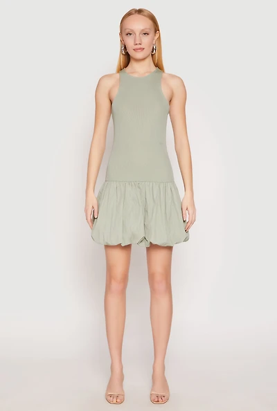 Womens Almost Famous Racerback Tank Bubble Hem Dress,