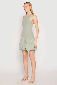 Womens Almost Famous Racerback Tank Bubble Hem Dress, Green, Size S
