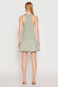 Womens Almost Famous Racerback Tank Bubble Hem Dress, Green, Size S