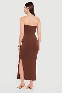 Side Slit Metallic Waist Detail Tube Dress