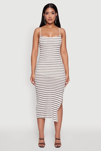 Womens Madden Girl Striped Textured Knit Cami Dress, Multi, Size L