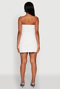 Womens Madden Girl Floral Lace Strapless Mini Dress, White, Size M