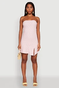 Womens Madden Girl Floral Lace Strapless Mini Dress,