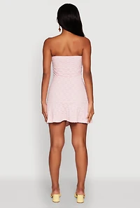 Womens Madden Girl Floral Lace Strapless Mini Dress, Pink, Size M