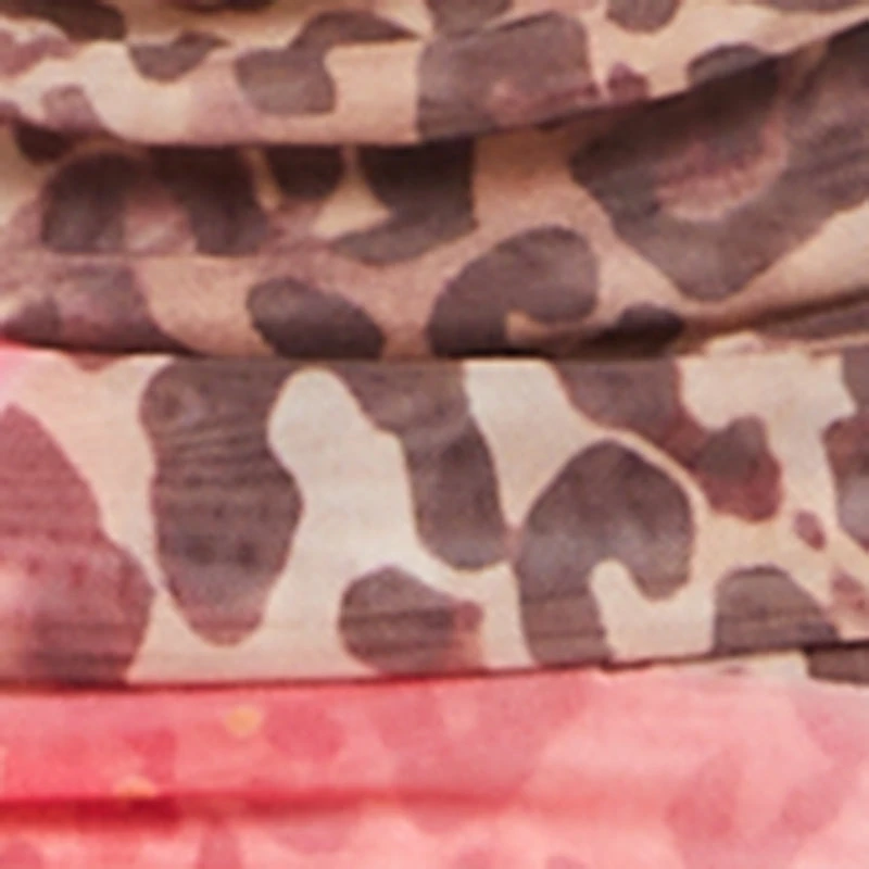 Almost Famous Floral Animal Print Mesh Cowl Neck Dress