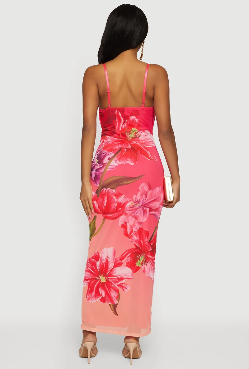 Almost Famous Sweetheart Cowl Neck Floral Bustier Dress