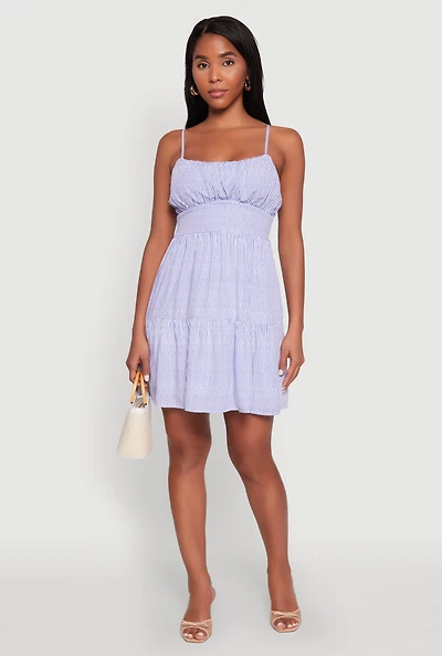 Womens Madden Girl Tiered Sleeveless Empire Waist Dress, Blue, Size L