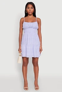 Womens Madden Girl Tiered Sleeveless Empire Waist Dress, Blue, Size L