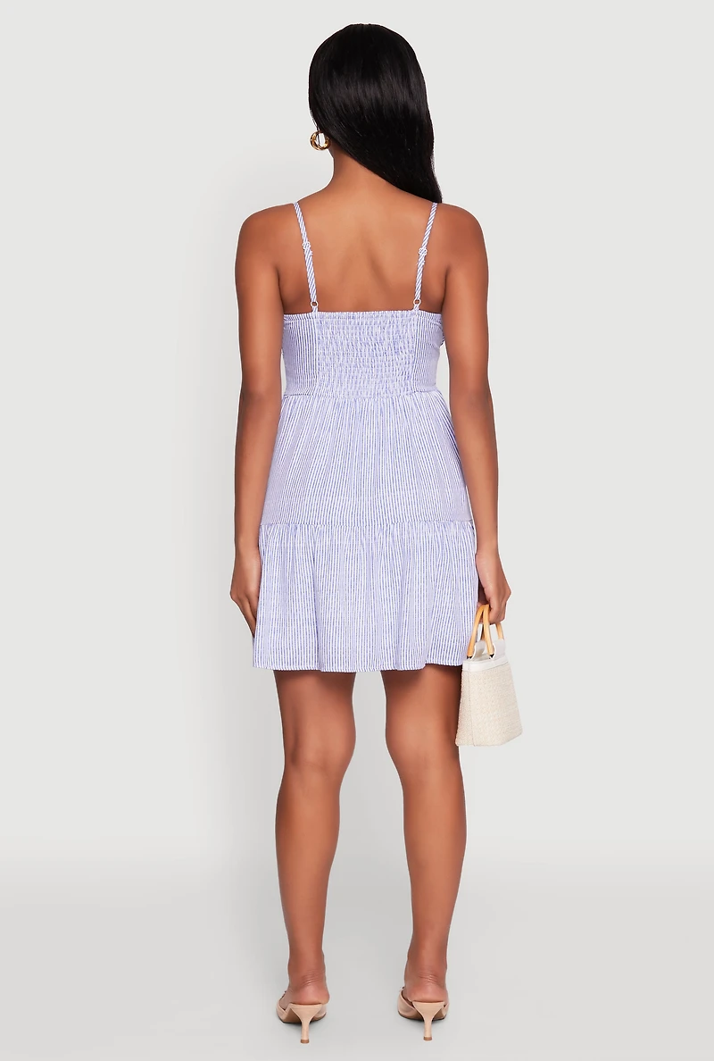 Womens Madden Girl Tiered Sleeveless Empire Waist Dress, Blue, Size L