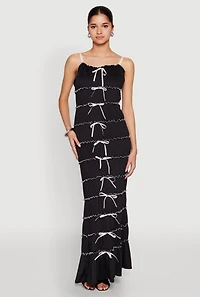 Almost Famous Bow Contrast Tiered Maxi Dress