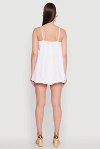 Womens Chic Poplin Bubble Hem Spaghetti Strap Dress, M